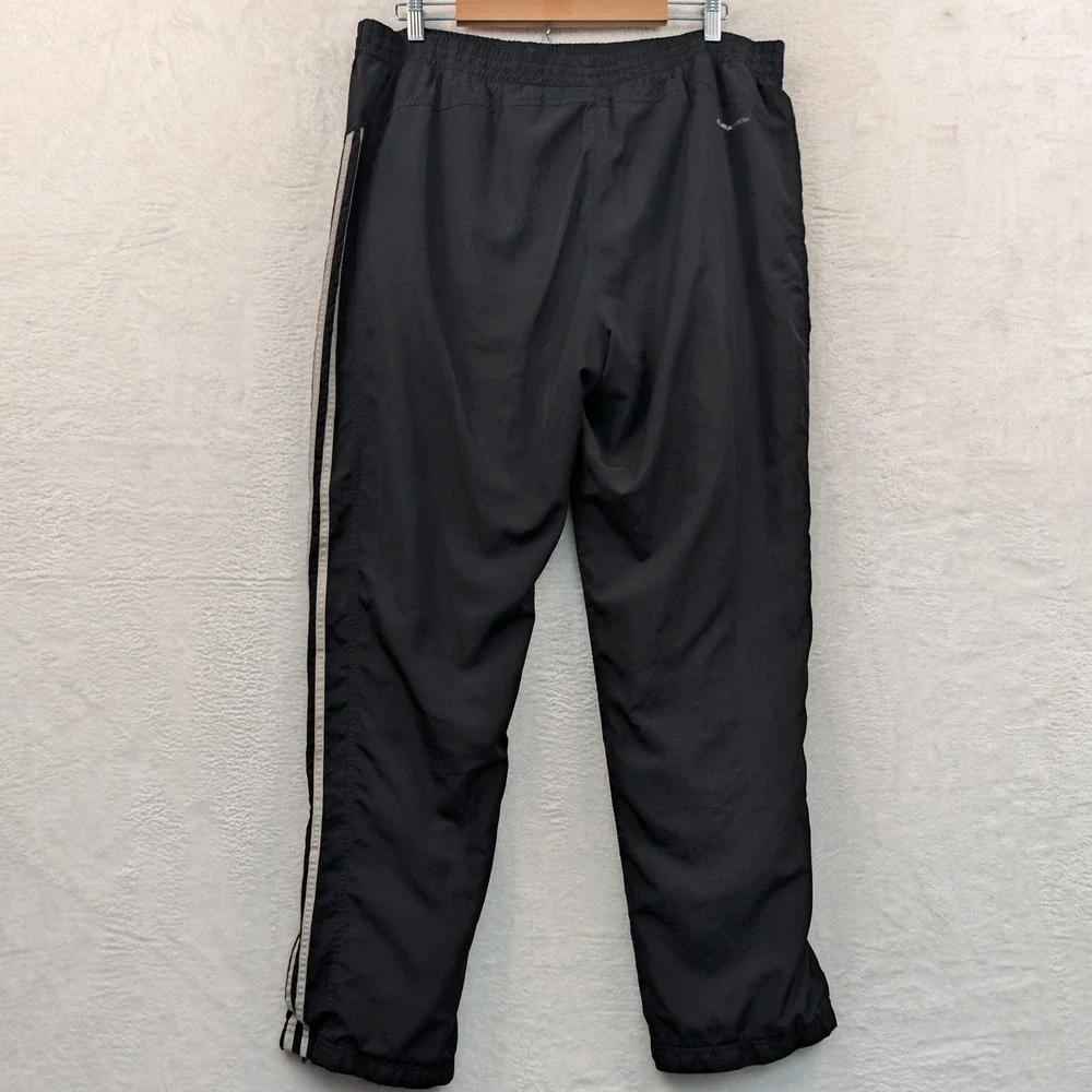 VTG Adidas Track Pants Men's 2XL Black White Stripe ClimaProof Mesh Lined Y2K